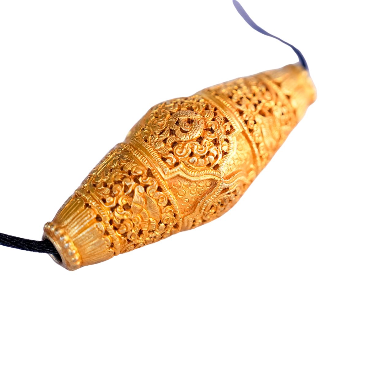 Filigree Copper Bead with Auspicious Symbols
