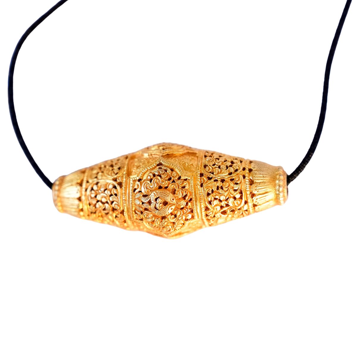 Filigree Copper Bead with Auspicious Symbols