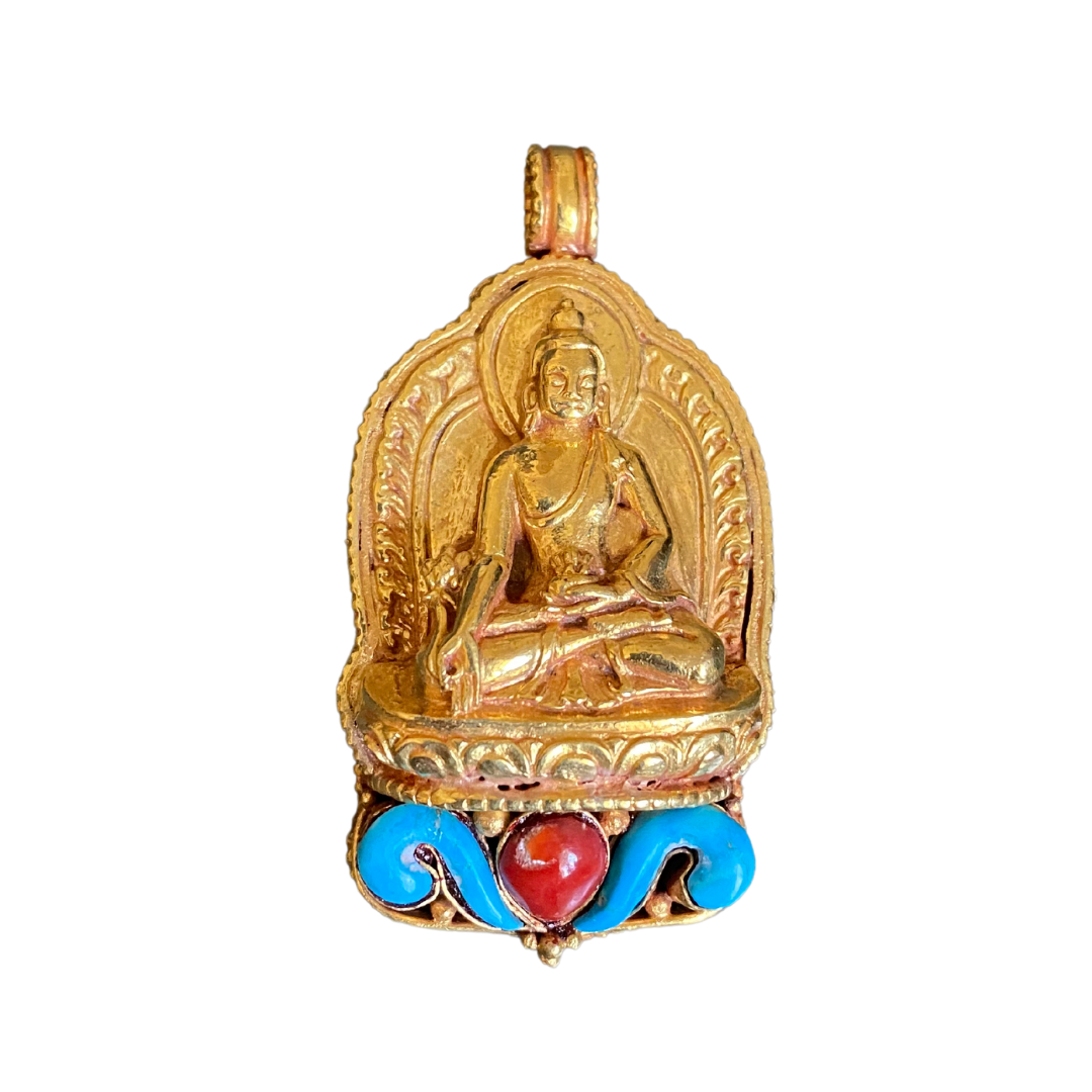 Medicine Buddha Pendant (copper/gold toned)