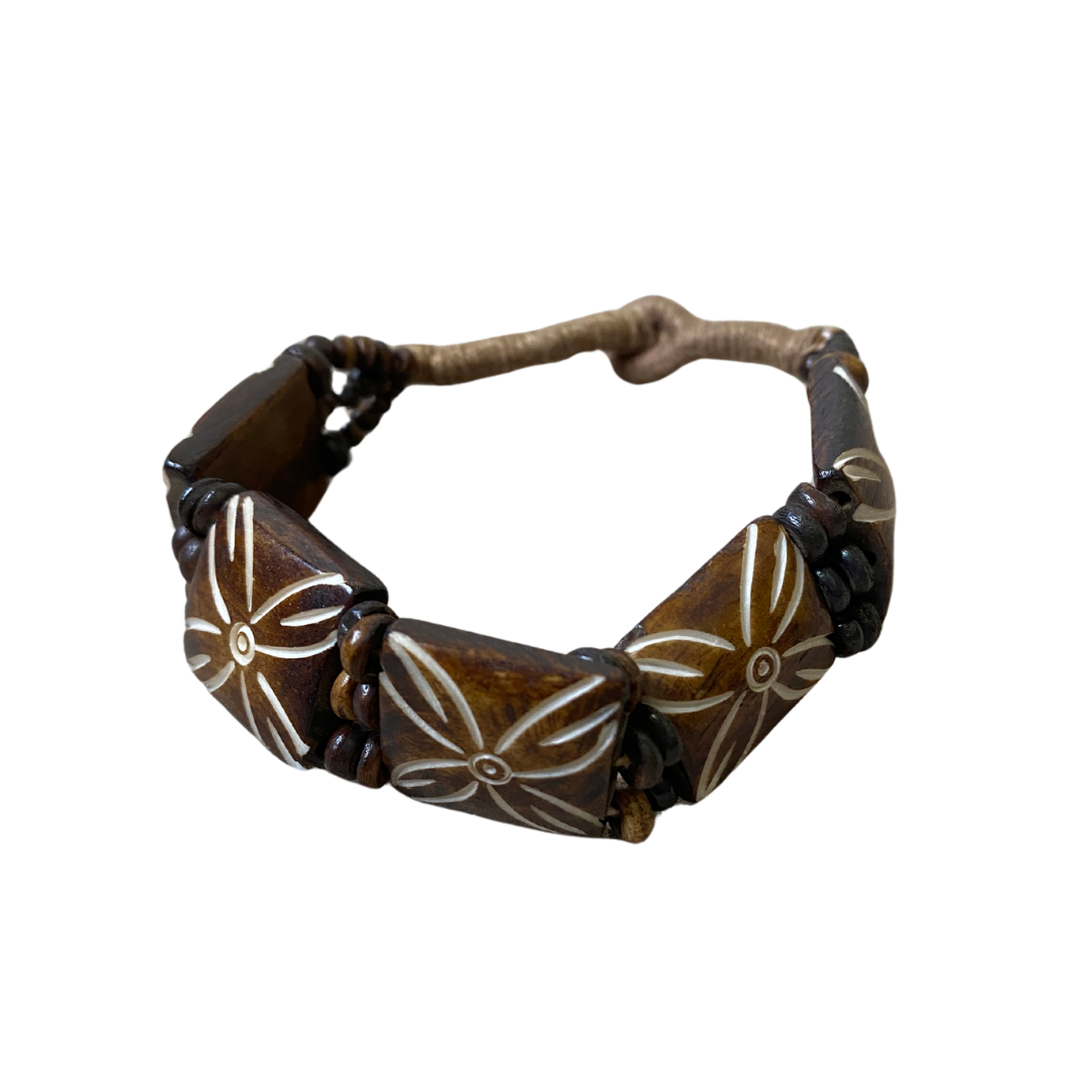 Laklema Floral Carved Bone Bracelet