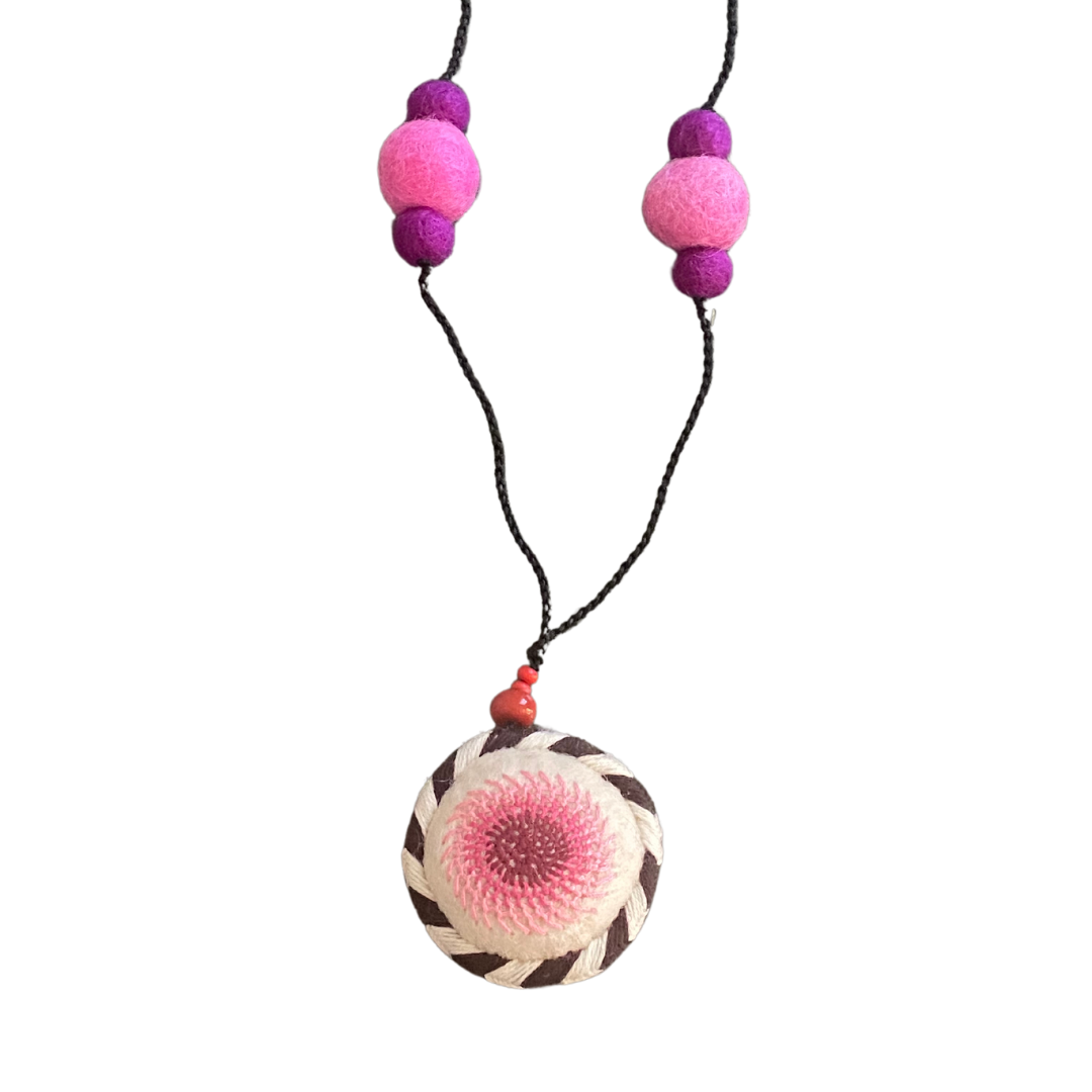 Laklema Pink Felted Necklace