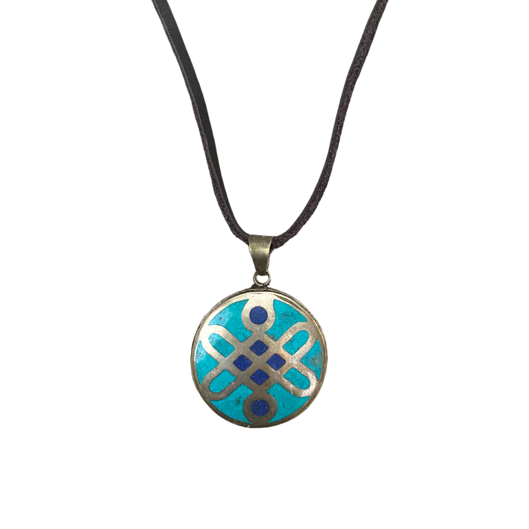 Laklema Turquoise and Lapis Endless Knot Pendant