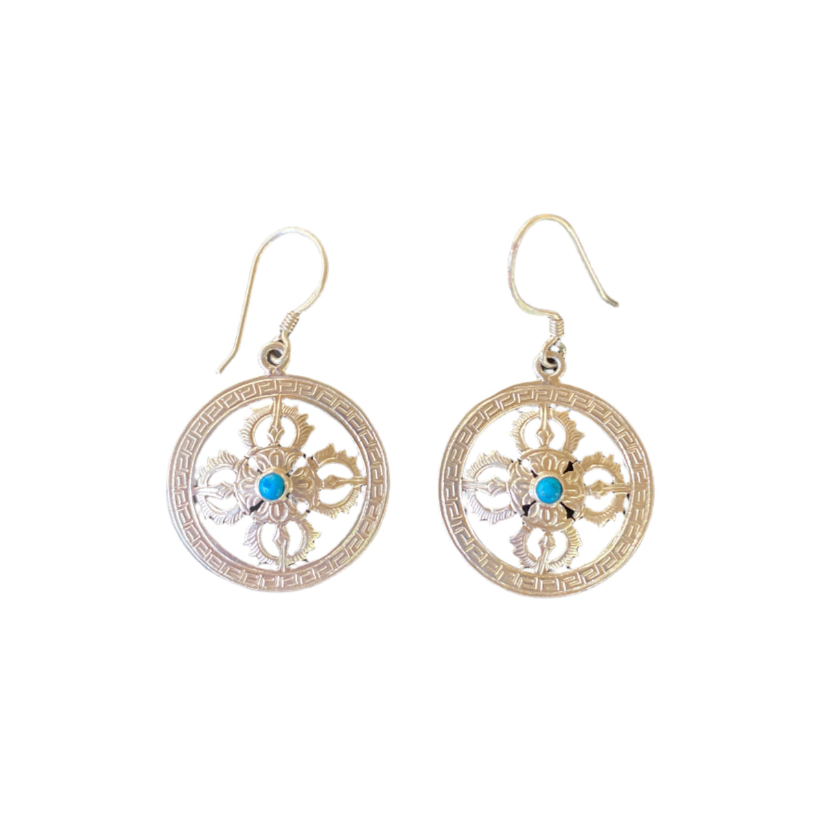 Double Vajra Sterling Silver Earrings
