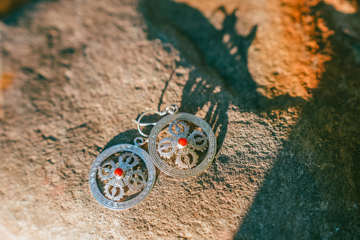 Double Vajra Sterling Silver Earrings