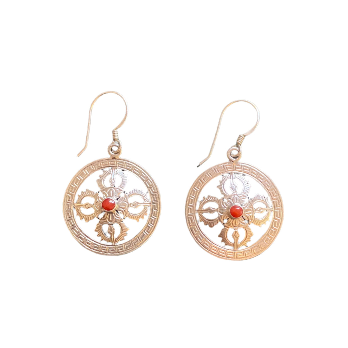 Double Vajra Sterling Silver Earrings