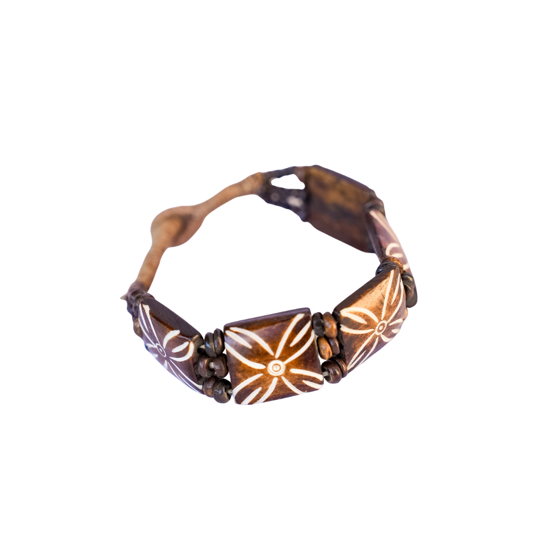 Laklema Floral Carved Bone Bracelet