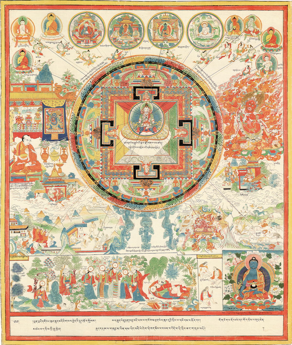 Canvas Thangka Print: Amitayus Rejuvenation Mandala