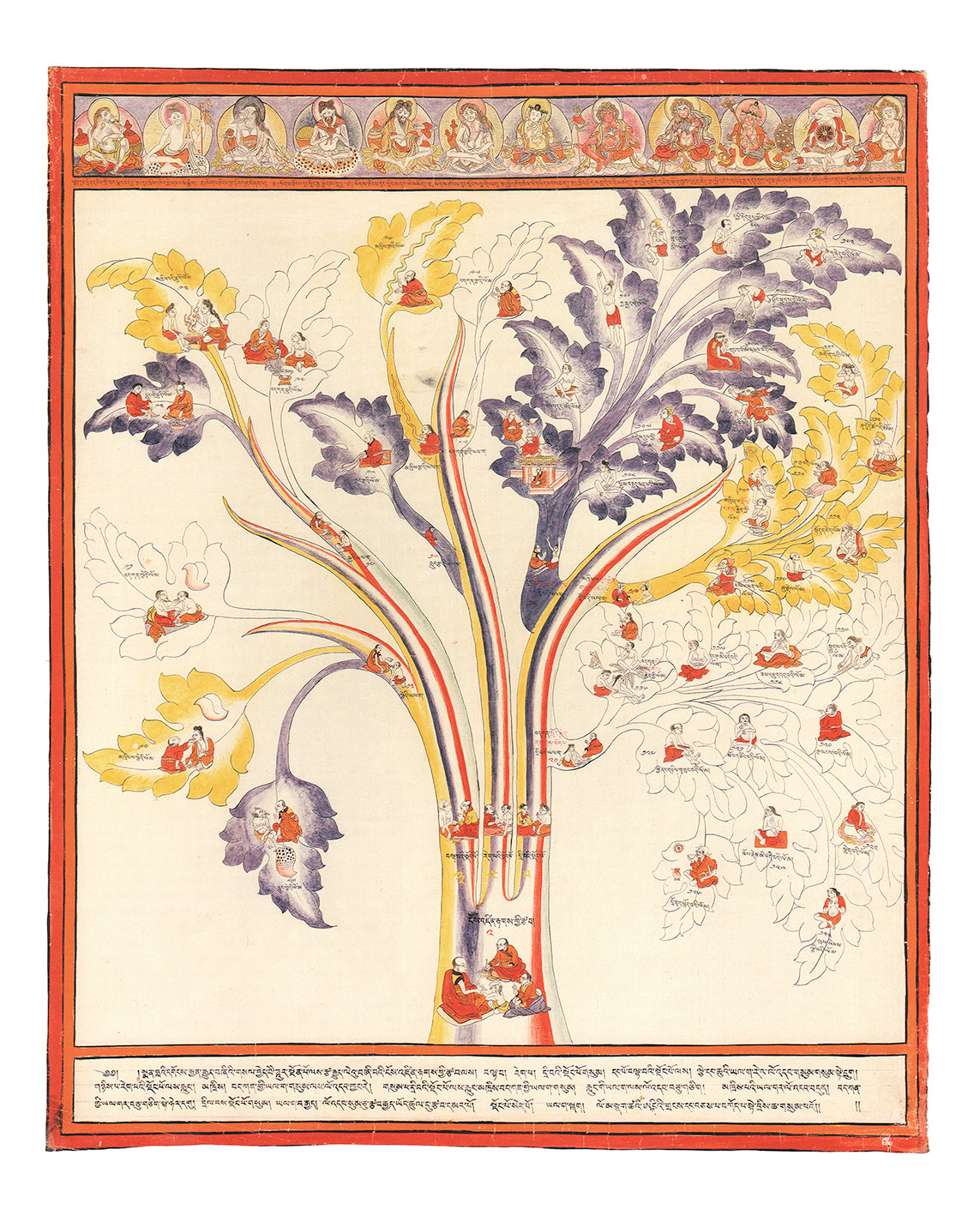 Canvas Thangka Print: Tibetan Medical Trees (Set of 3)